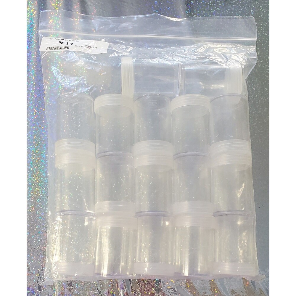 17 Large Silver Dollar Coin Tubes US $1 Plastic With Screw Top Storage Cylinders